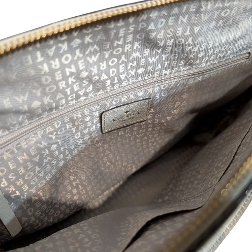 Kate Spade Grove Street Carli‎ Leather Gray Satchel Handbag With Crossbody Strap